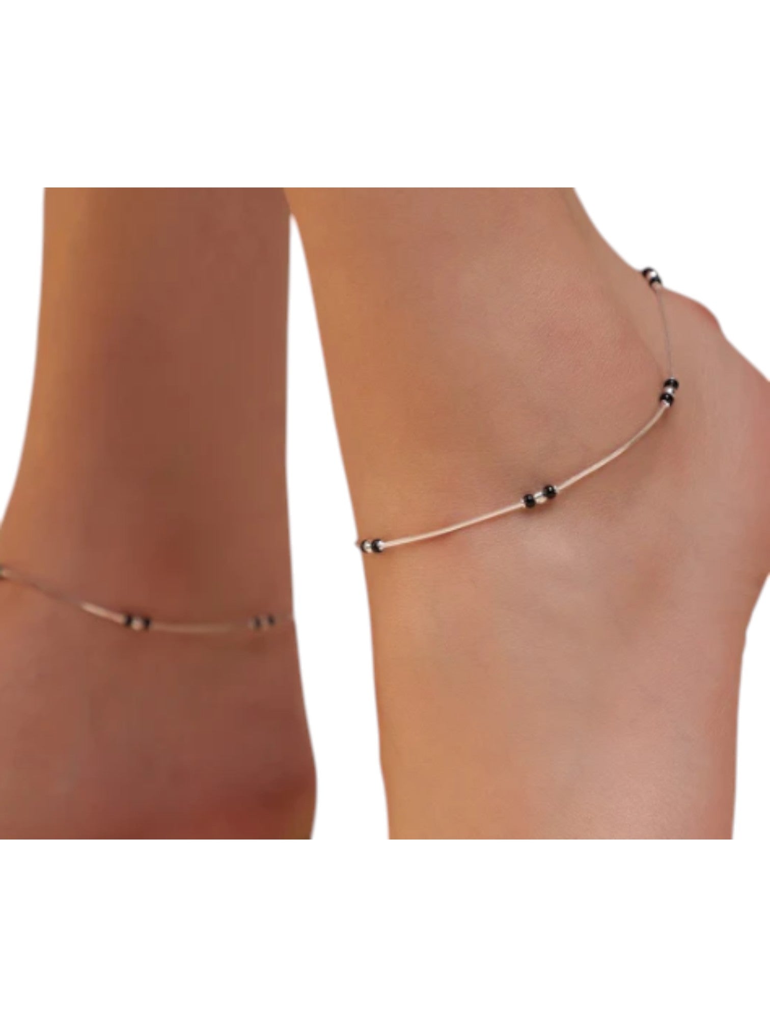 Shimmering Harmony: Rhodium-Plated 925 Sterling Silver By Kesardeep Impex Anklet For Women